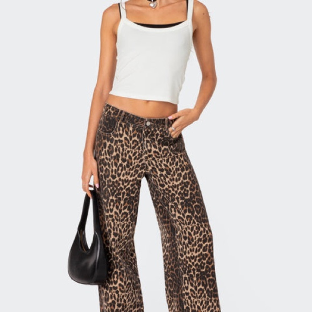 Edikted Animal Print - Leopard  Denim Pants